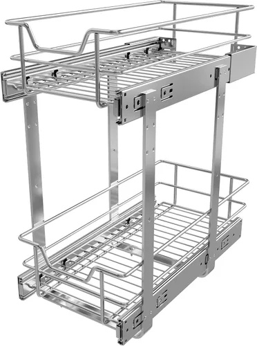 Miniatura 21 de Organizador de armario extraíble de 2 niveles de 15 pulgadas de ancho x 22 pulgadas de profundidad, cajones deslizantes para armarios de cocina, 2