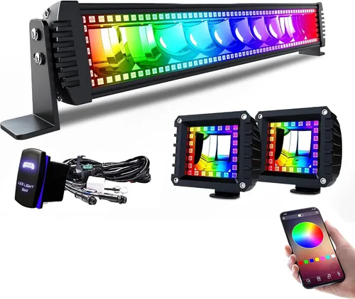 Miniatura 14 de Lpteso Barra de luz LED RGBW de 32 pulgadas, 180 W, juego de haz de inundación y foco combinado, 2 piezas, 4 pulgadas, focos LED RGB de 18 W con 16
