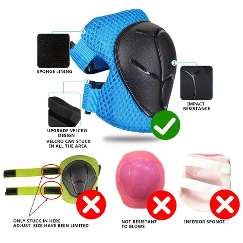 Miniatura 3 de Rodilleras para niños, rodilleras y coderas, conjunto de equipo de protección para niños y niñas con protectores de muñeca 3 en 1 para patinaje, Azul