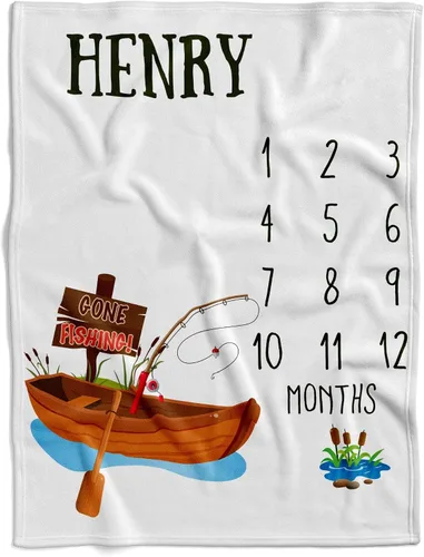 Miniatura 20 de Manta de bebé personalizada de pesca con mosca, manta de pescado para bebé, manta de hitos mensuales para bebé, manta de hito para bebé, manta