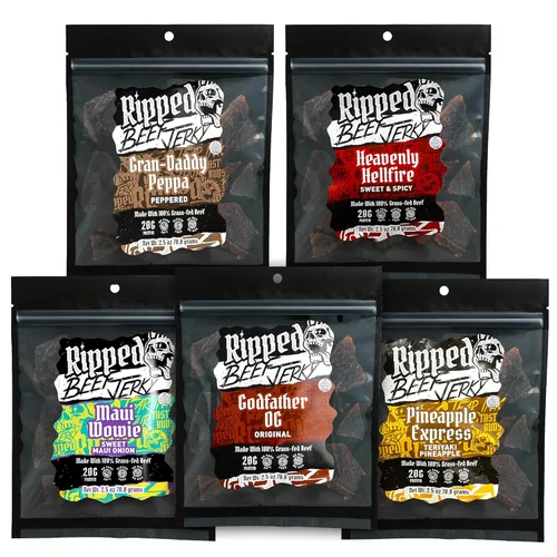 Miniatura 11 de Ripped Beef Jerky - 100% carne de res alimentada con pasto, 20g de proteína, ingredientes reales, sin gluten, sin MSG, hecho en EE. UU.