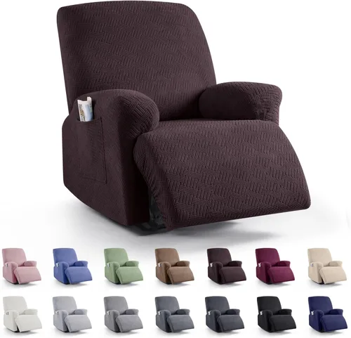 Miniatura 41 de KinCam Fundas para sillón reclinable, fundas elásticas para sillas reclinables, fundas para sofá reclinable de jacquard a rayas, protectores