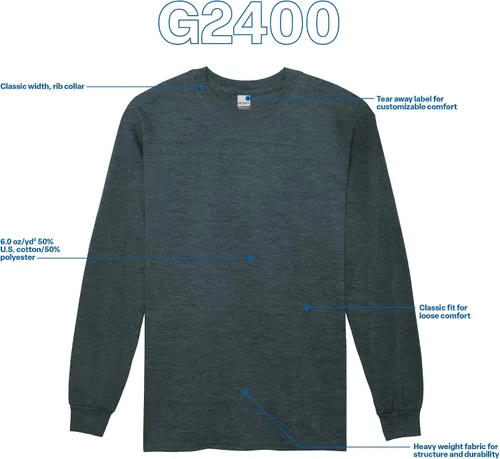 Miniatura 31 de Gildan - Camiseta de manga larga de algodón ultra estilo G2400 para adultos, paquete múltiple