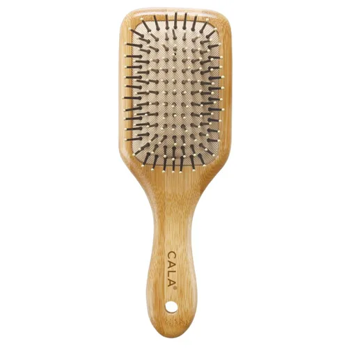Miniatura 2 de CALA Cepillo de pelo de paleta de bambú, base de cojín grande y ancha con cerdas en forma de bola, desenreda el cabello húmedo o seco, suaviza