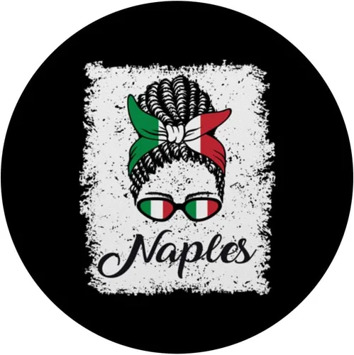 Miniatura 3 de Love Naples Black Afro Messy Bun Lady Italy Flag PopSockets Swappable PopGrip