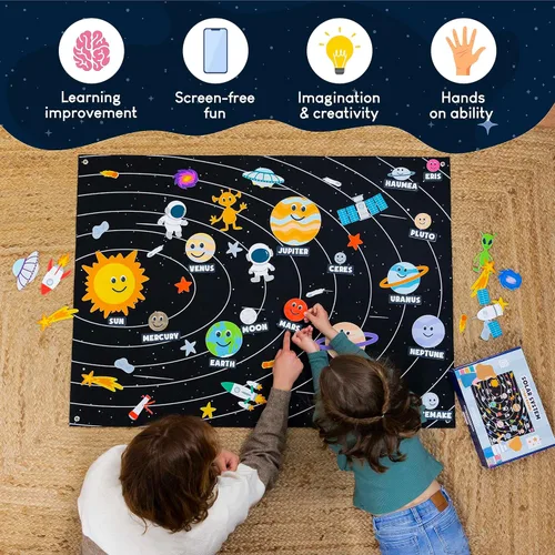 Miniatura 11 de BONNYCO Sistema Solar para Niños Juguetes con 61 Figuras de Fieltro. Juguetes Montessori del Espacio, Regalos de Cumpleaños para Niñas y Niños