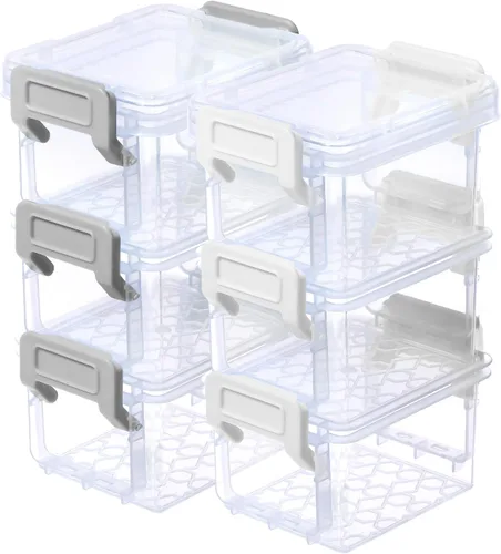 Miniatura 12 de Paquete de 6 contenedores pequeños de almacenamiento con 2 tapas, 3.3 x 2.1 pulgadas, mini contenedores de almacenamiento de plástico apilables