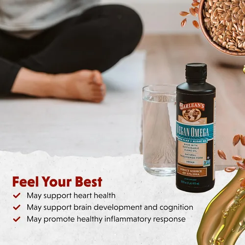 Miniatura 5 de Barlean's Suplemento vegano Omega de lino líquido y aceite de algas a base de plantas EPA DHA de aceite de algas y linaza orgánica, suplementos