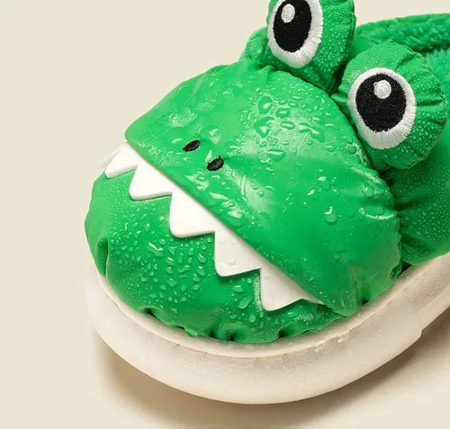 Miniatura 4 de Lindas pantuflas de cocodrilo para niños, cálidas, sin cordones, para invierno, interiores, exteriores, para niños, niñas, zapatos antideslizantes