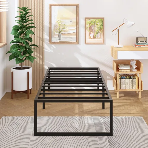 Miniatura 13 de Lutown-Teen - Base de cama de 16 pulgadas California King, sin necesidad de somier, plataforma metálica de alta resistencia para base de colchón