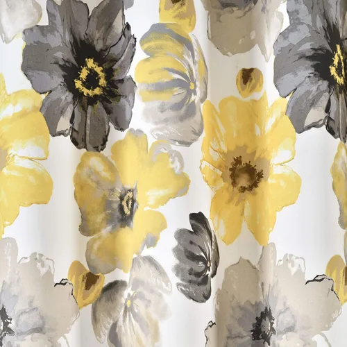 Miniatura 6 de Lush Decor Leah Paneles de Cortina para Ventana con Filtro de Luz, Par, 52" An x 120" L, Amarillo y Gris - Cortinas Florales para Dormitorio