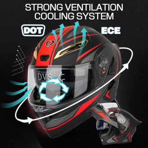 Miniatura 2 de Casco modular Bluetooth para motocicleta, certificado DOT, abatible, de cara completa, antivaho, doble máscara, casco de motocicleta de calle