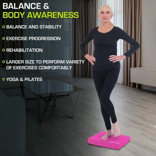 Miniatura 5 de ProsourceFit Almohadilla de equilibrio de ejercicio, alfombrilla de espuma acolchada antideslizante y rodillera para entrenamiento de fitness y Rosa