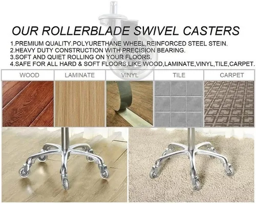 Miniatura 4 de Kaleurrier Silla Giratoria con Altura Ajustable, Taburete Resistente Hidráulico Rodante de Metal para Cocina, Salón, Bar, Oficina, Masaje