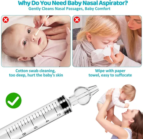 Miniatura 2 de Aspirador nasal para bebé, jeringa nasal para jeringa de bebé, irrigador nasal con punta de succión nasal de silicona reutilizable limpiable