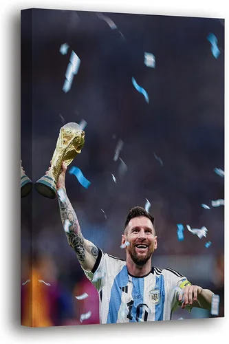 Miniatura 25 de SpiritualHands Lionel Messi - Póster en lienzo de Messi Argentina, póster de fútbol de Leo Messi para dormitorio de niños, 8 x 12 pulgadas, listo