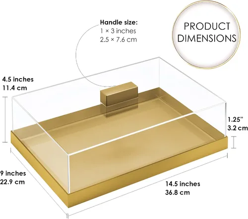 Miniatura 2 de Soporte acrílico para tartas Bandeja multifuncional para servir Elegante bandeja dorada para alimentos con tapa transparente Perfecto como