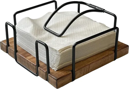 Tribello Servilletero de estilo rústico para cocina, estilo vintage, estilo rústico, resistente, decoración de cocina y comedor, base de madera, con