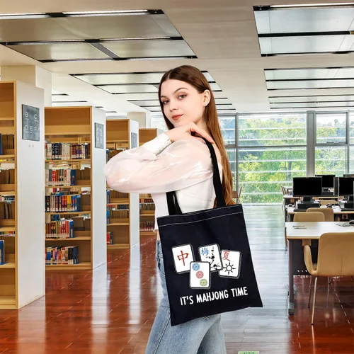 Miniatura 4 de BDPWSS Mahjong Tote Bag Mahjong Lover Gift Mahjong Fan Gift Mahjong Player Gift It's Mahjong Time Mahjong Game Gift