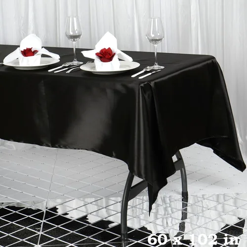 Miniatura 4 de BalsaCircle Mantel rectangular de satén negro de 60 x 102 pulgadas para bodas, fiestas, recepciones, eventos, cocina, comedor