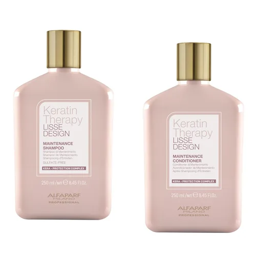 Alfaparf Milano Lisse Design - Juego de champú y acondicionador de queratina, sin sulfatos, antiencrespamiento, mantiene y mejora el tratamiento