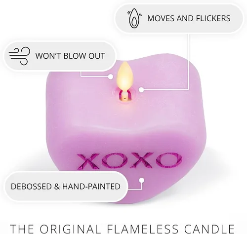 Miniatura 3 de Luminara Candy Heart XOXO Vela de Orquídea Pastel - Sin Llama, Llama Real, Romántica, Funciona con Pilas, Decoración LED - Colección del Día de San