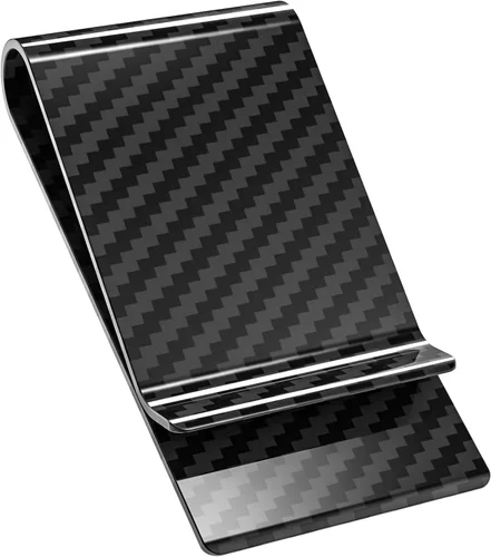 Travelambo Cartera de bolsillo frontal con clip de fibra de carbono para dinero, cartera minimalista delgada para tarjetas de crédito