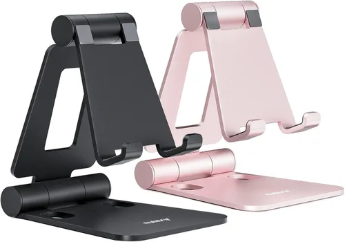 Nulaxy Paquete de 2 soportes plegables dobles para teléfono celular, soporte plegable para teléfono de escritorio totalmente ajustable base dock