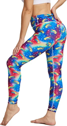 Miniatura 2 de UIUO-UIPEU Pantalones de yoga impresos para mujer leggings de compresión con control de abdomen y bolsillo