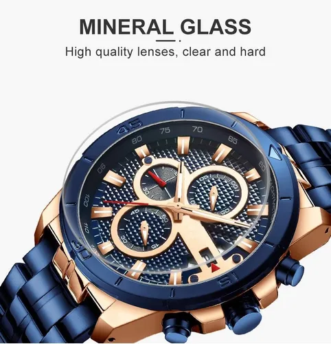 Miniatura 2 de FANMIS Reloj de pulsera de cuarzo analógico de acero inoxidable impermeable para hombre