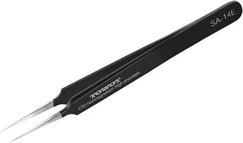 TOWOT Pinzas de precisión, pinzas antiestáticas de acero inoxidable con punta para electrónica, manualidades, soldadura, soldadura, trabajo