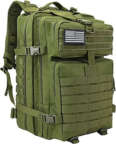 Miniatura 15 de WOLT Mochila táctica para hombres 45L, mochila militar grande de 3 días, mochila de asalto Molle Rucking mochila senderismo supervivencia, negro
