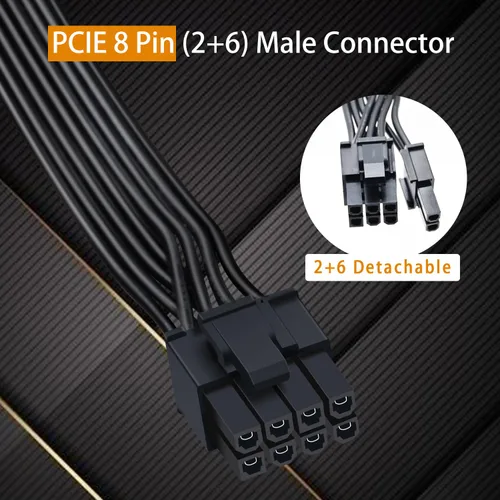 Miniatura 2 de COMeap Cable PCIe para Corsair, ATX CPU 8 pines macho a doble PCIe 8 pines (6+2) macho cable de alimentación para Corsair Thermaltake ARESGAME 1