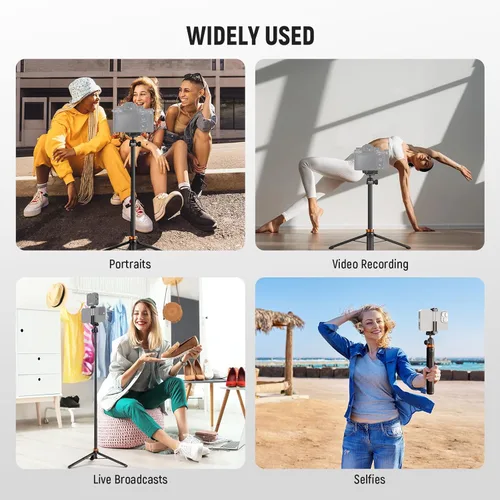 Miniatura 5 de NEEWER Basics Trípode selfie stick de 150 cm compatible con iPhone, cámara DLSR, Canon, Sony, pequeño soporte de mesa de metal portátil