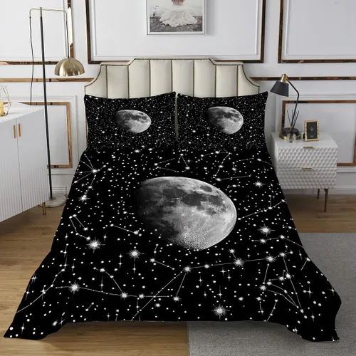 Miniatura 2 de Erosebridal Juego de colcha de luna trippy tamaño Queen, juego de edredón de estrellas psicodélicas, juego de colcha de astrología, juego de ropa