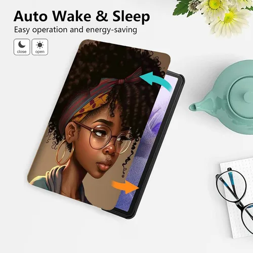 Miniatura 6 de Funda para tablet Fire 7 (12ª generación, versión 2022), delgada, a prueba de golpes, delgada, de piel sintética, con función de apagado/encendido