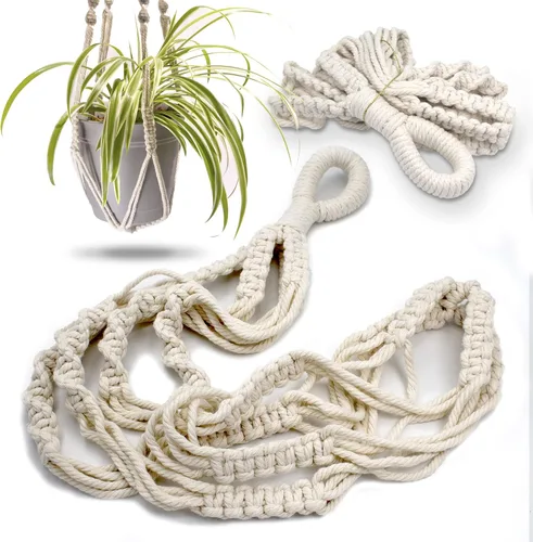 Miniatura 7 de Colgador de macramé para plantas con cuerda corta (sin borla) – 23 pulgadas – Cordón de macramé de algodón para macetas de decoración bohemia