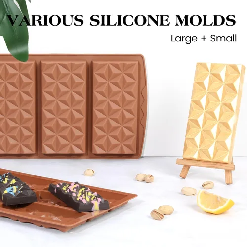 Miniatura 6 de 2 moldes de barra de chocolate de silicona profunda grandes moldes de chocolate se rompen en forma de pirámide, moldes gruesos para barra de caramelo