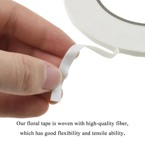 Miniatura 3 de HAHIYO Cinta floral blanca de 0.25 pulgadas de ancho, cinta impermeable de floristería, cinta adhesiva impermeable para envolver flores, cinta Blanco