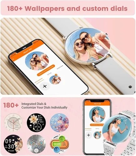 Miniatura 5 de LIGE Reloj inteligente ultrafino para mujer (respuesta/hacer llamadas), reloj inteligente de 1.43 pulgadas con pantalla siempre encendida