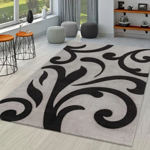 Miniatura 7 de Paco Home Alfombra de área marrón beige con corte de contorno y patrón floral moderno, tamaño: 2' x 3'7