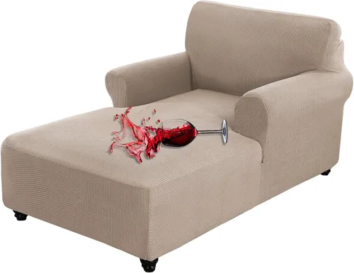 Miniatura 18 de OKYUK Funda para tumbona de jacquard, elástica con doble brazo, lavable a máquina, protector de muebles suave para sala de estar y dormitorio (rojo)