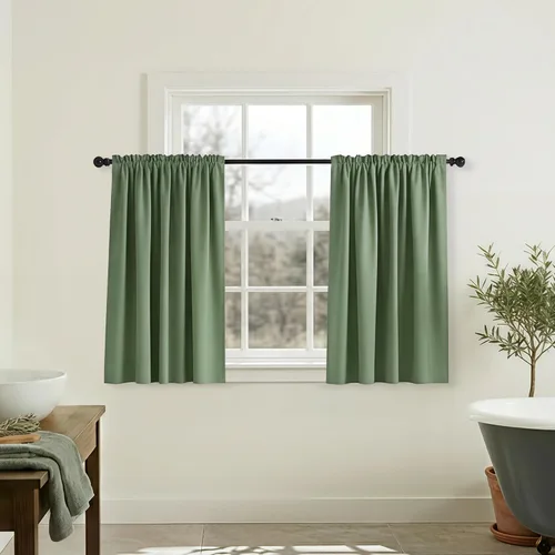 Miniatura 21 de Mrs.Naturall - Cortinas opacas cortas beige para ventanas pequeñas de 18x24 pulgadas de largo