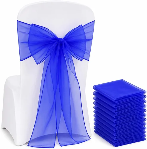 Miniatura 10 de Elegantes bandas de organza para silla, bandas de tela transparente para bodas, fiestas y eventos especiales, (paquete de 10 unidades, rosa bebé)