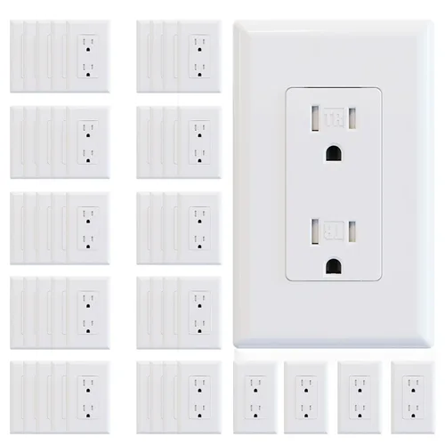 Miniatura 23 de ELEGRP Toma de corriente decorativa de pared, resistente a manipulaciones, 15 amperios, enchufe eléctrico de pared estándar, grado residencial