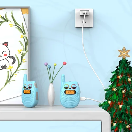 Miniatura 5 de Qniglo Walkie Talkies para niños recargables, paquete de 2 unidades, juguetes de regalo de Navidad y cumpleaños para niños de 3 a 12 años