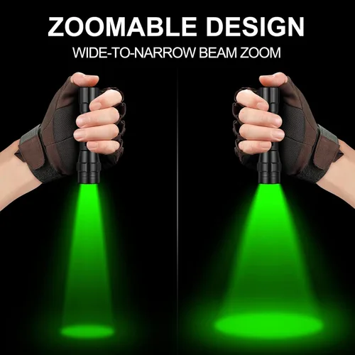 Miniatura 3 de ULTRAFIRE Linterna de luz verde, luz verde de caza LED zoomable, 520-530nm luz verde para caza, linterna verde táctica para coyote y caza nocturna