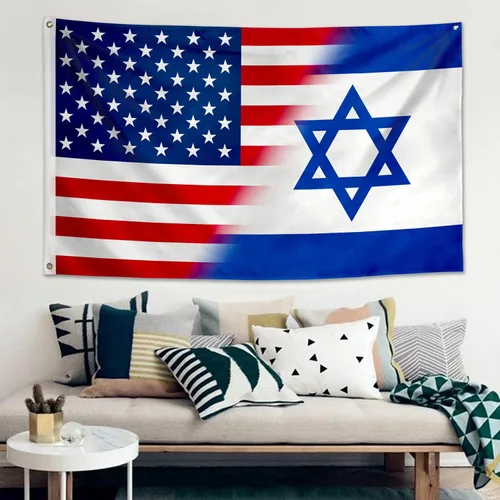 Miniatura 3 de Bandera israelí y estadounidense de la amistad israelí y estadounidense, de 3 x 5 pies, con texto en inglés "I Stand with Israel", pancarta