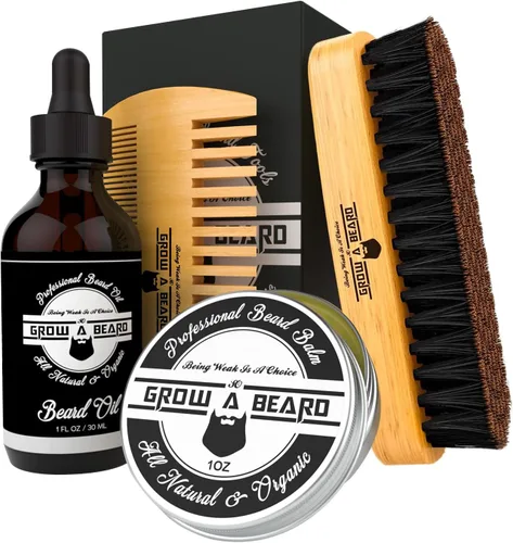 Miniatura 10 de Kit de aseo alisador de barba para hombres, kit de crecimiento de barba, lavado, cepillo y peine, aceite de crecimiento sin perfume, bálsamo de Negro