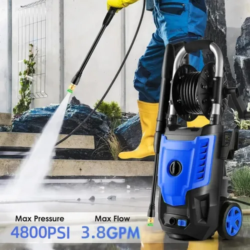 Miniatura 7 de Lavadora a presión eléctrica de 4800 PSI: lavadora de alta potencia de 3.8 GPM con carrete de manguera de 33 pies, 4 puntas de pulverización